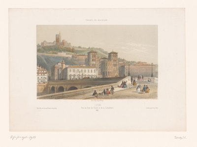 リヨンのポン ティルシットとサン ジャン大聖堂の眺め ライオンズ。 Vue du Pont de Tilsitt et de la Cathédrale (オブジェクトのタイトル) フランスのちいさな顔たち（シリーズタイトル） フランスとミニチュア (オブジェクトのシリーズ タイトル) 作： Isodore Laurent Deroy