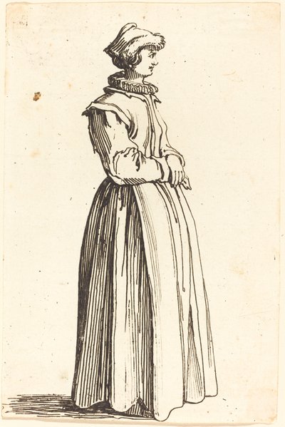 若い女性, プロフィール, 右向き 作： Israel Henriet after Jacques Callot