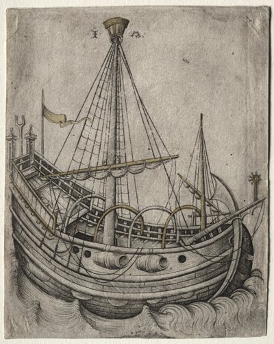右に向かって進む船 作： Israhel van Meckenem