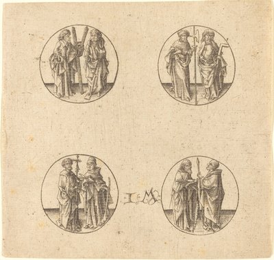 4つのラウンデルに8人の使徒 作： Israhel van Meckenem