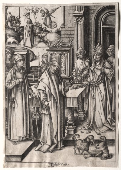 聖母の生涯：ヨアヒムの供物を拒む大祭司 作： Israhel van Meckenem