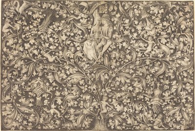 二人の恋人の装飾パネル、c。 14901500。 作： Israhel van Meckenem
