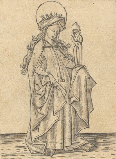 聖アガサ、c。 1465年。 作： Israhel van Meckenem