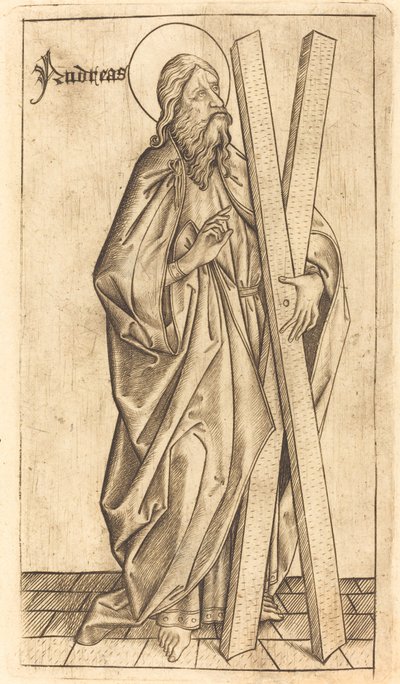 聖アンドリュー、c。 14701480。 作： Israhel van Meckenem