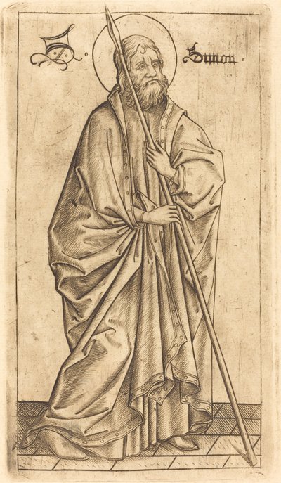 聖トーマスまたは聖シモン、c。 14701480。 作： Israhel van Meckenem