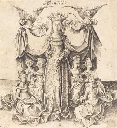 聖ウルスラと彼女の乙女たち、c。 14751480。 作： Israhel van Meckenem