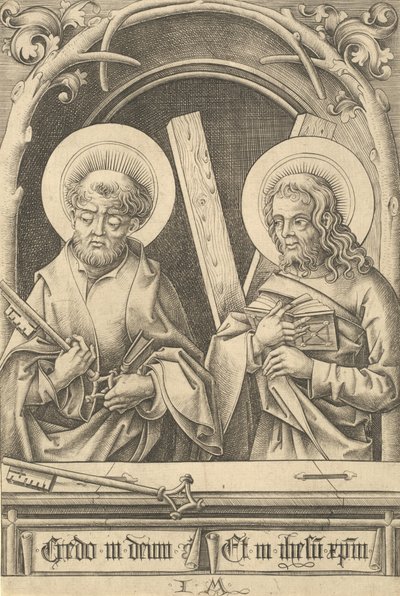 聖ペテロとアンドリュー、c。 14801485。 作： Israhel van Meckenem