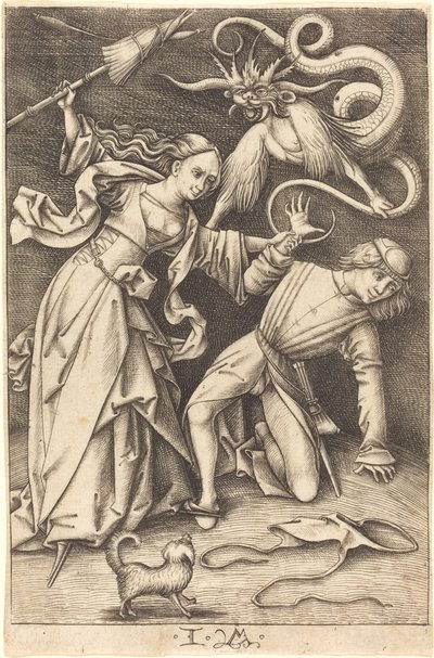 怒っている妻、c。 14951503。 作： Israhel van Meckenem