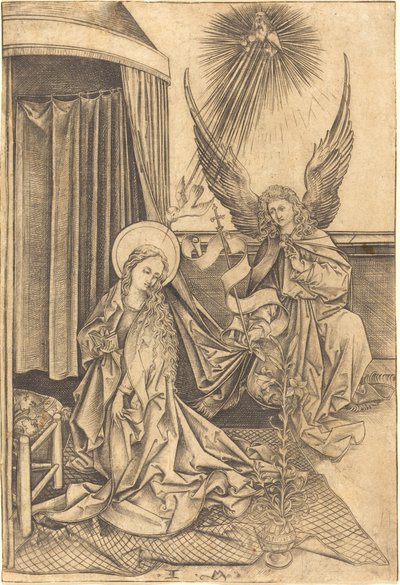 受胎告知、c。 14801490。 作： Israhel van Meckenem