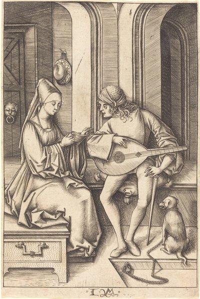 リュート奏者と歌手、c。 14951503。 作： Israhel van Meckenem