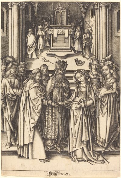 処女の結婚、c。 14901500。 作： Israhel van Meckenem