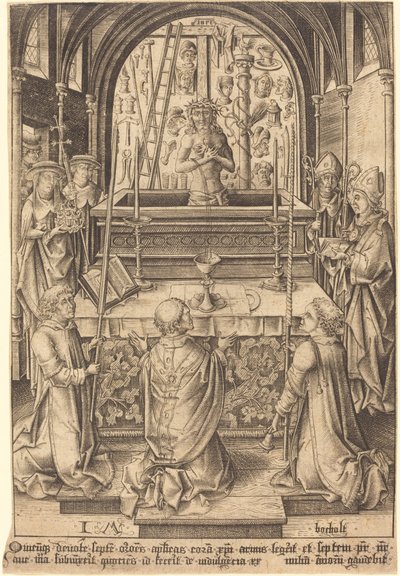 聖グレゴリーのミサ、c。 14801485。 作： Israhel van Meckenem