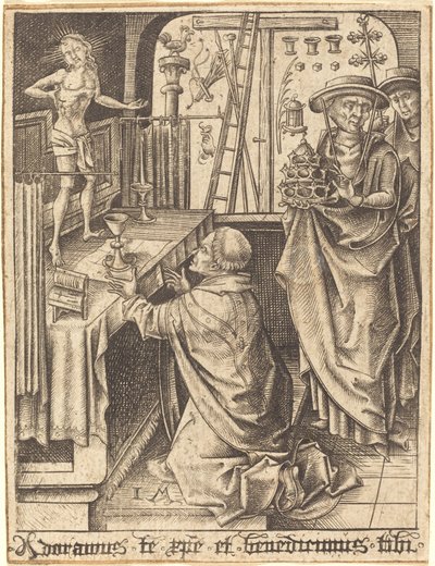 聖グレゴリーのミサ、c。 14801490。 作： Israhel van Meckenem