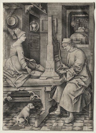 オルガン奏者とその妻 作： Israhel van Meckenem