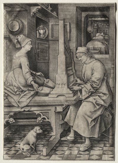 オルガン奏者とその妻。 作： Israhel van Meckenem