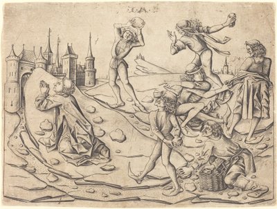聖ステパノの投石、c。 1470年。 作： Israhel van Meckenem