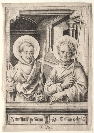 十二使徒: 聖シモン (?) と聖マタイ 作： Israhel van Meckenem