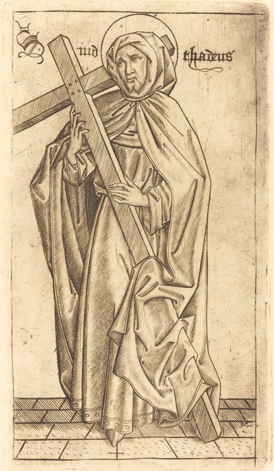 Saint Judas Thaddeus (?) または Saint Simon (?) 作： Israhel van Meckenem after Master E.S.