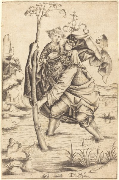 聖クリストファー 作： Israhel van Meckenem after Master of the Housebook