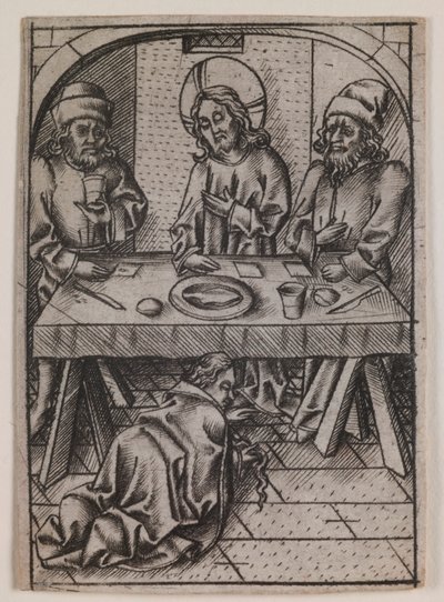 キリストの足を洗うマグダラのマリア 作： Israhel van Meckenem the younger
