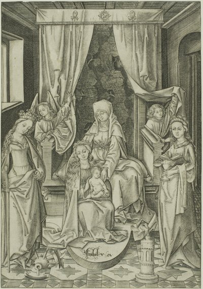 聖母と聖アンナ、聖カタリナ、聖バーバラ 作： Israhel van Meckenem the younger