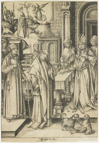 大司祭がヨアヒムの献金を拒否c。 1490-1500 作： Israhel van Meckenem the younger