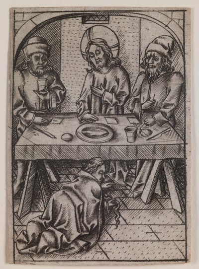 キリストの足を洗うマグダラのマリア 1500年頃（エングレーヴィング） 作： Israhelvan若いMeckenem