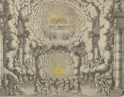 ジャコモ・トレッリ・ダ・ファーノがバレエ「Les Noces de...」のために制作した劇場セットのデザイン、1654 作： Israël Silvestre