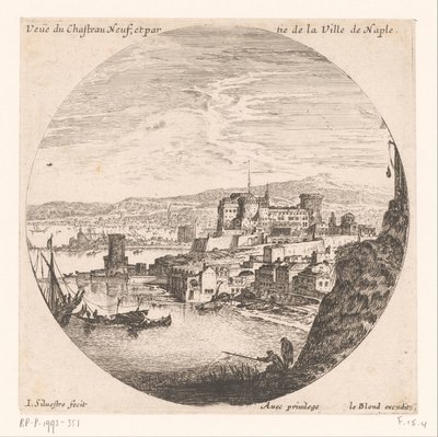 カステルヌオーヴォの眺め Vue du Chateau neuf et partie de la Ville de Naple (オブジェクトのタイトル) 港のいろいろ（連載タイトル） Divers veues de Ports de mer（シリーズタイトル） 作： Israël Silvestre
