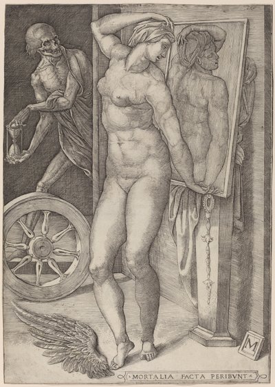 虚栄心のアレゴリー (女性を驚かせる死) 作： Italian 16th Century