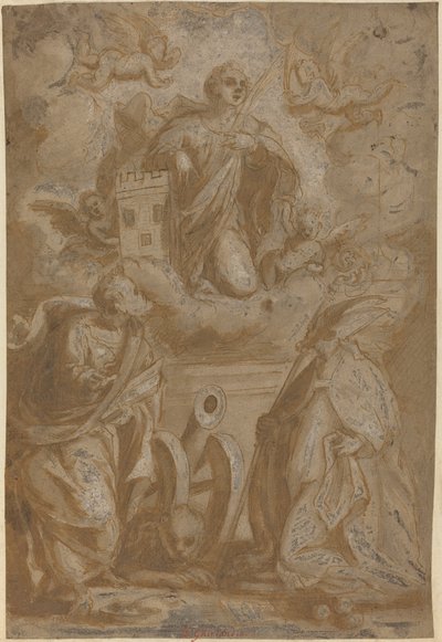 栄光の聖バーバラと聖ニコラスとヒエロニムス 作： Italian 16th Century