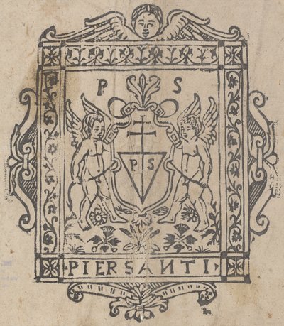 盾が刻まれた2つのプッティピアサンティ 作： Italian 16th Century