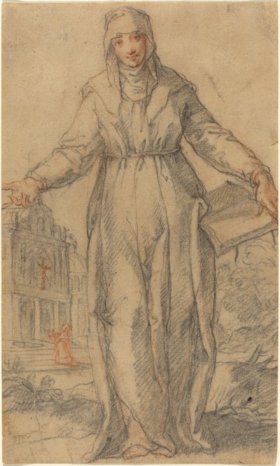 女性聖人 (アッシジの聖クラーレか、シエナの聖カタリナか?) 作： Italian 17th Century