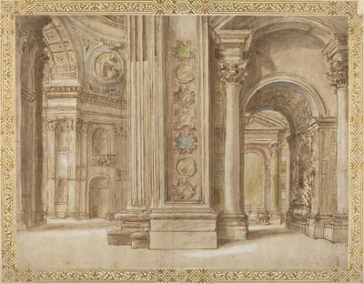 ローマ、サンピエトロ大聖堂の内部 作： Italian 17th Century