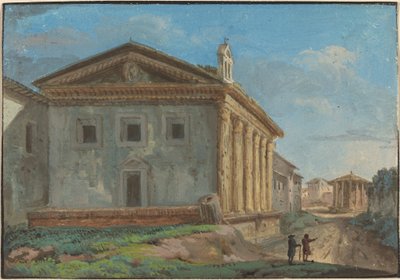 遠くにベスタ神殿がある男性の幸運の神殿 作： Italian 18th Century