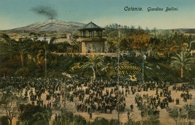 ベリーニガーデン、カターニア、シチリア。 1913年に送られたはがき。 作： Italian Photographer