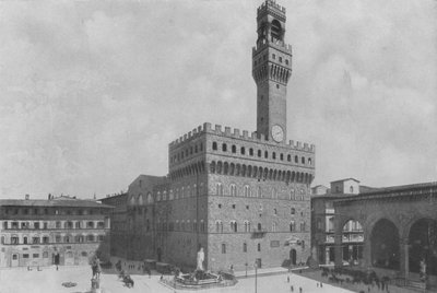 フィレンツェ、シニョーリア広場とヴェッキオ宮殿（モノクロ写真 作： Italian Photographer