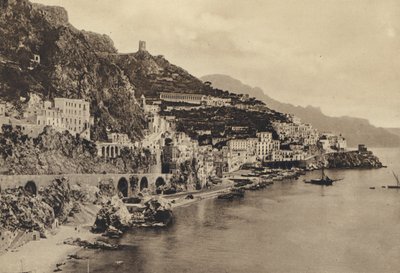 ナポリアマルフィのパノラマ（モノクロ写真 作： Italian Photographer