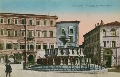 ペルージャ、市庁舎広場、1910年 作： Italian Photographer