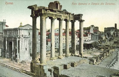 ローマ、イタリア、フォロロマーノ、土星の寺院 作： Italian Photographer