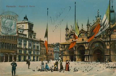 サンマルコ広場、ヴェネツィア。 1913年に送られたはがき。 作： Italian Photographer