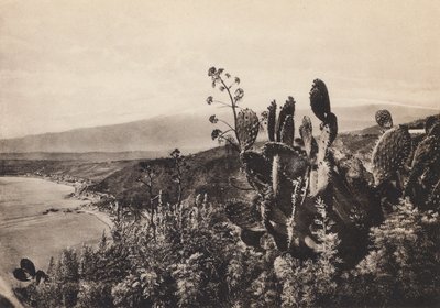 タオルミーナ、エトナ山の眺め（モノクロ写真） 作： Italian Photographer