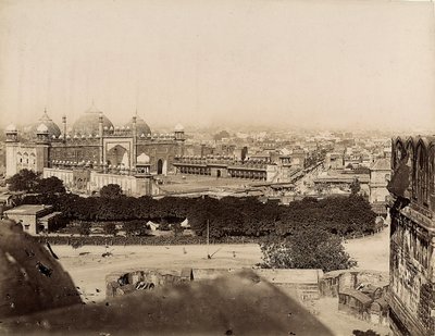アグラの街とモティ・モスク（アグラ・フォート）の眺め、1890年頃（シルバーゼラチンプリント 作： Italian Photographer
