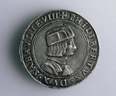 サヴォイのフィリベール2世（1497-1504）、15世紀から16世紀（銀色）の4-テストンコイン（表）（裏面は165733を参照） 作： Italian School