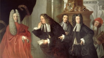 ベネチアンスクールの裁判官と3人の支持者 作： Italian School