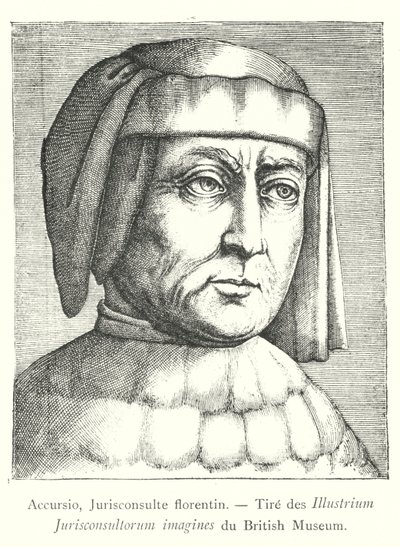Accursio, Jurisconsulte florentin, Tire des Illustrium Jurisconsultorum imagines du British Museum (e.g. engraving) 作： Italian School