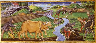 15世紀初頭の農業。 フィレンツェのリッカルディアーナ図書館。 作： Italian School
