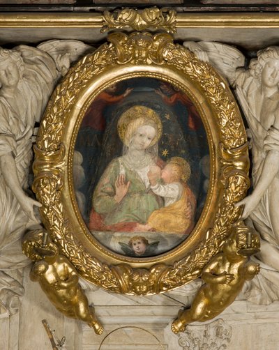 聖エウセビウスの祭壇、15世紀の平和の聖母のフレスコ画、1622年に天使たちと一緒にフレームに挿入された。 作： Italian School