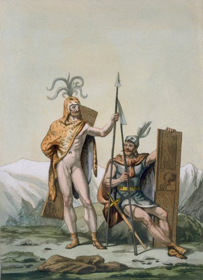 戦いに身を包んだ古代ケルトの戦士、1800〜18年頃 作： Italian School