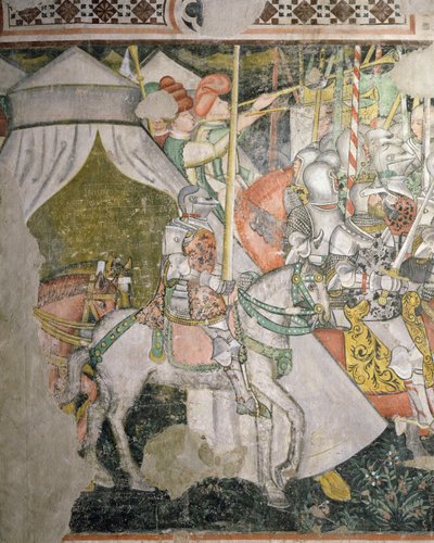 馬に乗った軍隊、戦闘シーンの詳細（フレスコ画） 作： Italian School